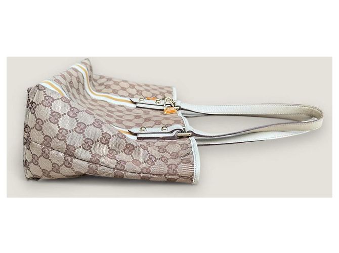 Borsa Gucci Sherry tote GG in tela beige - vista 18