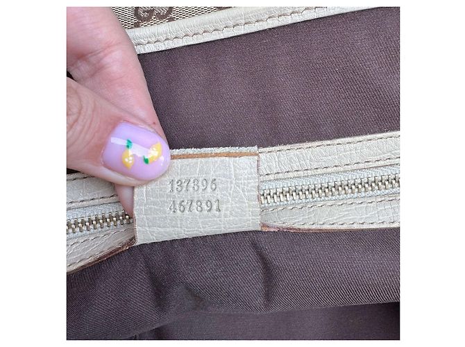 Borsa Gucci Sherry tote GG in tela beige - vista 6