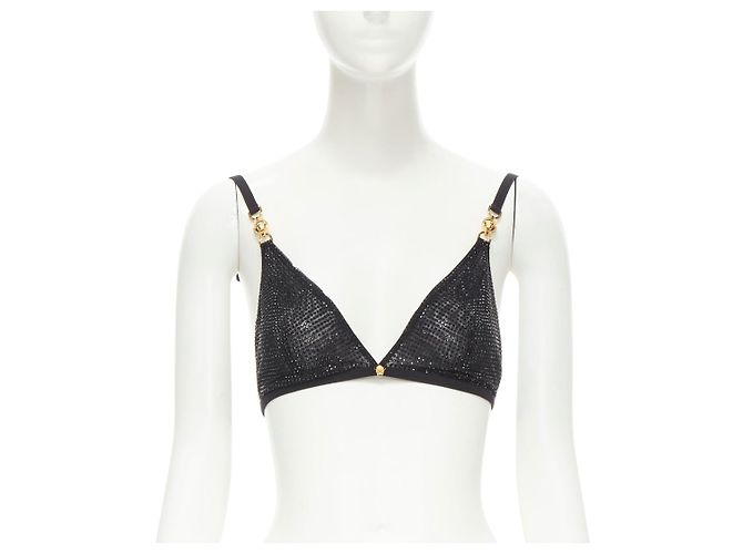 Top de sujetador embellecido con cristal negro Versace Primavera 2020 - vista 2