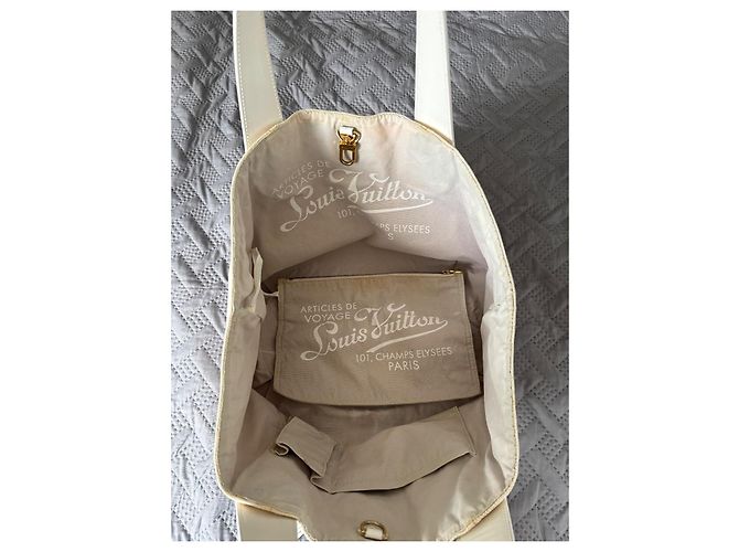 Borsa a mano Louis Vuitton Ipanema in cotone bianco - vista 11