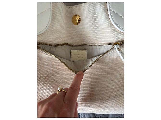 Borsa a mano Louis Vuitton Ipanema in cotone bianco - vista 12