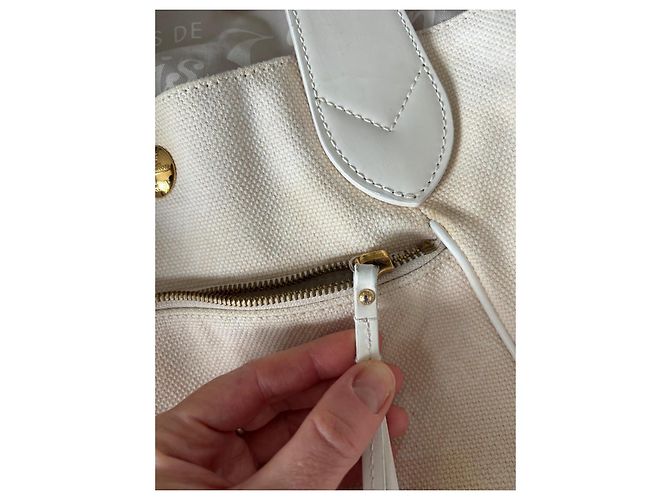 Borsa a mano Louis Vuitton Ipanema in cotone bianco - vista 6