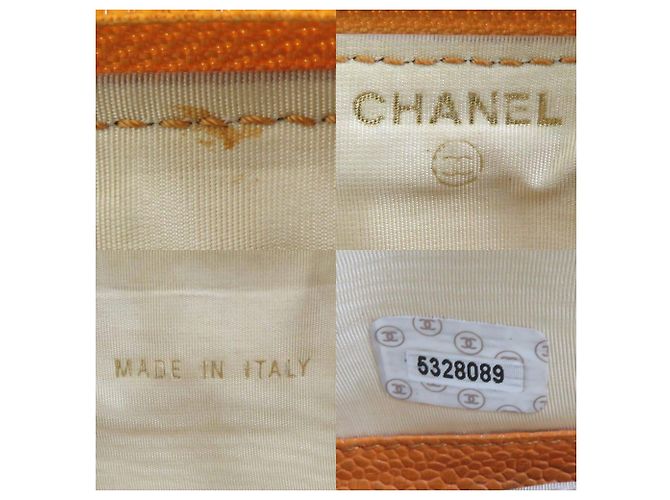 Cartera larga de piel de ternera granulada naranja Chanel - vista 5