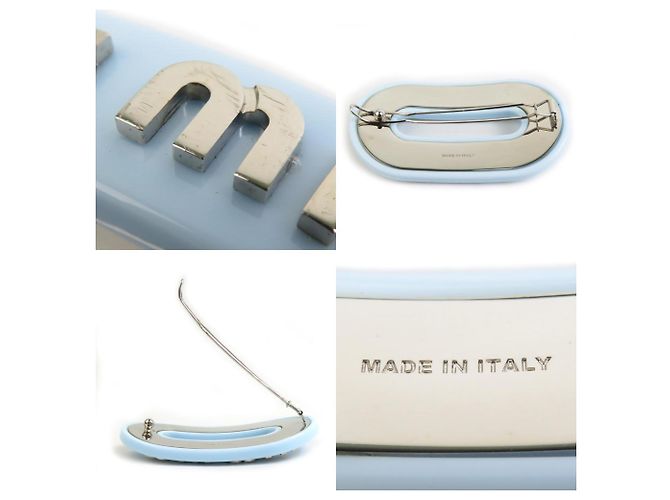 Fermaglio Miu Miu azzurro chiaro e argento Blu chiaro - vista 5