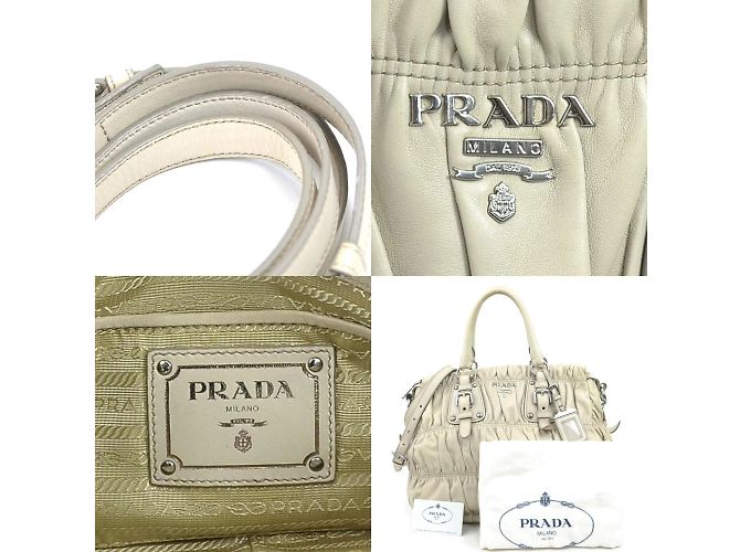 Borsa in pelle beige Prada - vista 5