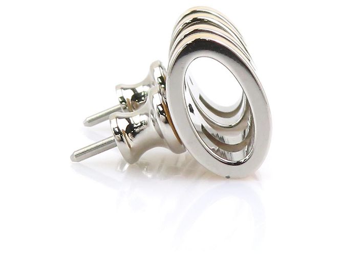 Hermès Hermes Mini Pop H Metall Emaille Ohrringe Silber Gelb - Ansicht 2