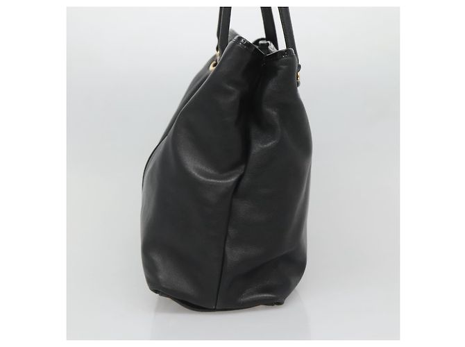 Bolso Tote Vera de cuero negro y dorado de Salvatore Ferragamo Auth bs26608 - vista 4