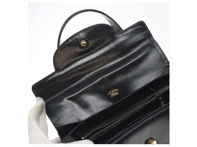 Borsa a mano GUCCI in pelle nera e oro Auth ep9297 Nero D'oro - vista 10