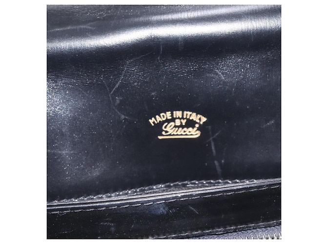 Borsa a mano GUCCI in pelle nera e oro Auth ep9297 Nero D'oro - vista 19
