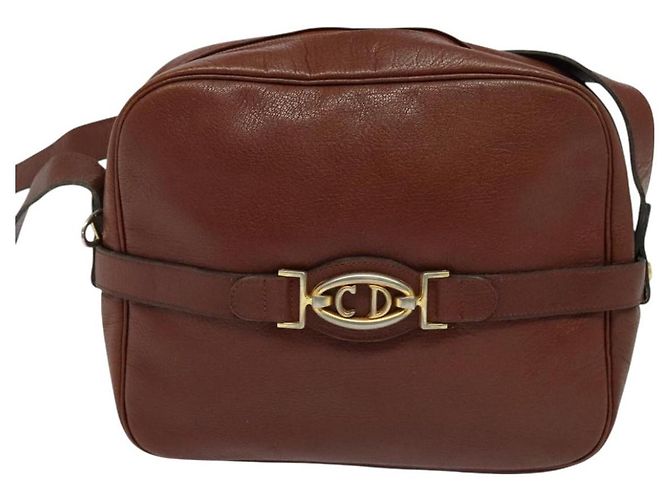 Borsa a Spalla Christian Dior in Pelle Marrone Oro Auth 125686 D'oro - vista 13