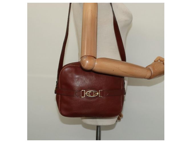 Borsa a Spalla Christian Dior in Pelle Marrone Oro Auth 125686 D'oro - vista 19
