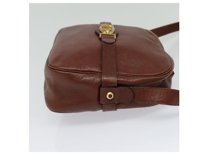 Borsa a Spalla Christian Dior in Pelle Marrone Oro Auth 125686 D'oro - vista 4