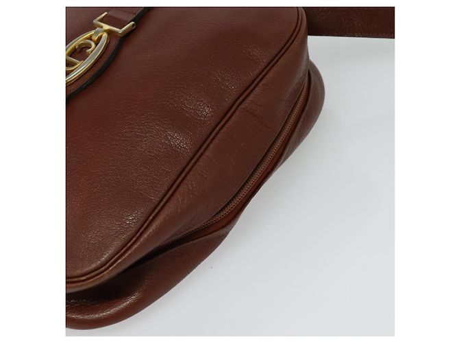 Borsa a Spalla Christian Dior in Pelle Marrone Oro Auth 125686 D'oro - vista 6