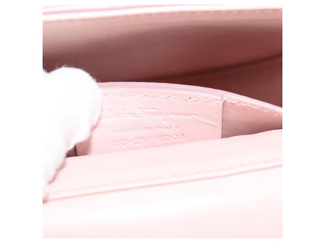 Borsa a Spalla Gancini in Pelle Rosa Dorato Salvatore Ferragamo Auth 127475M - vista 11