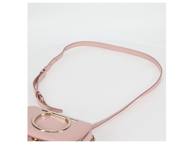 Borsa a Spalla Gancini in Pelle Rosa Dorato Salvatore Ferragamo Auth 127475M - vista 14