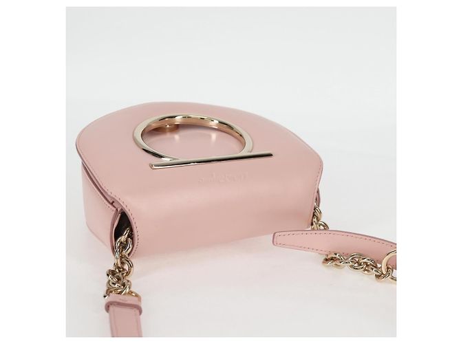Borsa a Spalla Gancini in Pelle Rosa Dorato Salvatore Ferragamo Auth 127475M - vista 6