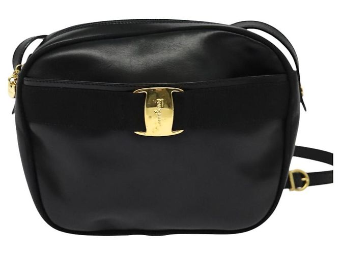 Borsa a Spalla Vala in Pelle Nera e Oro Auth 129395 di Salvatore Ferragamo Nero D'oro - vista 13