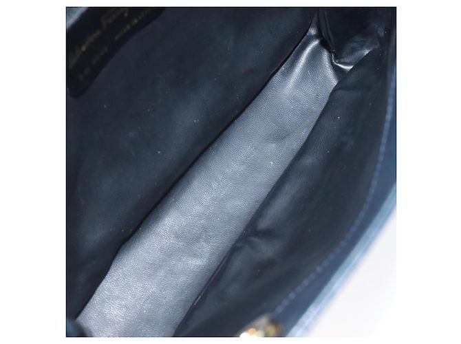 Borsa a spalla a catena Salvatore Ferragamo in pelle blu navy e oro Auth 125711 D'oro - vista 10