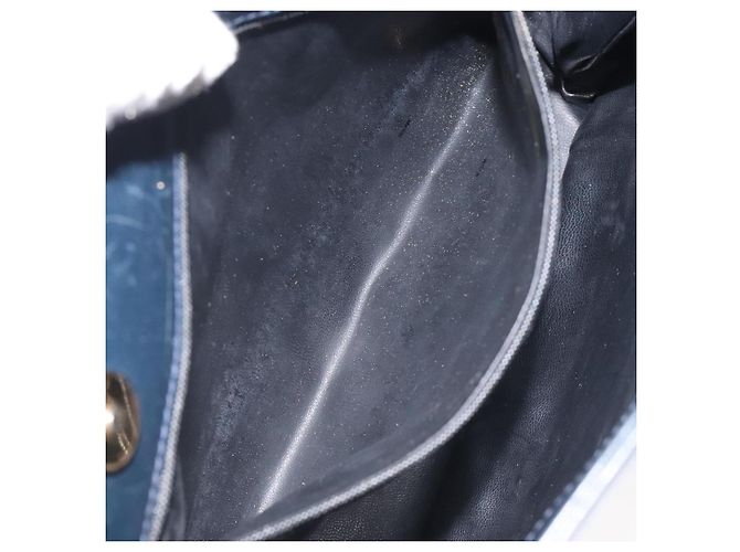 Borsa a spalla a catena Salvatore Ferragamo in pelle blu navy e oro Auth 125711 D'oro - vista 11