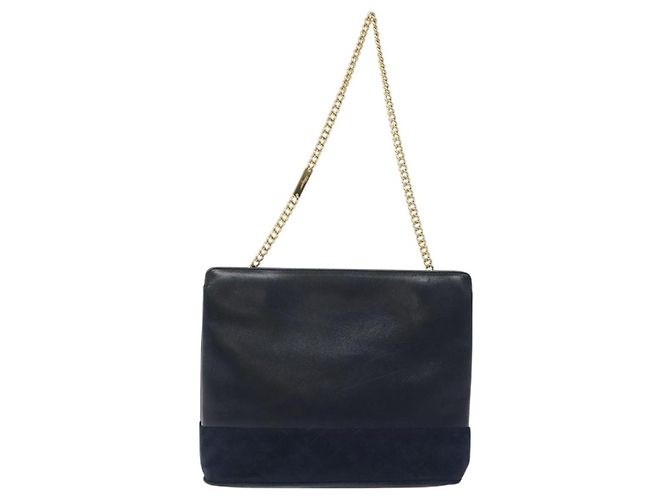 Borsa a spalla a catena Salvatore Ferragamo in pelle blu navy e oro Auth 125711 D'oro - vista 13