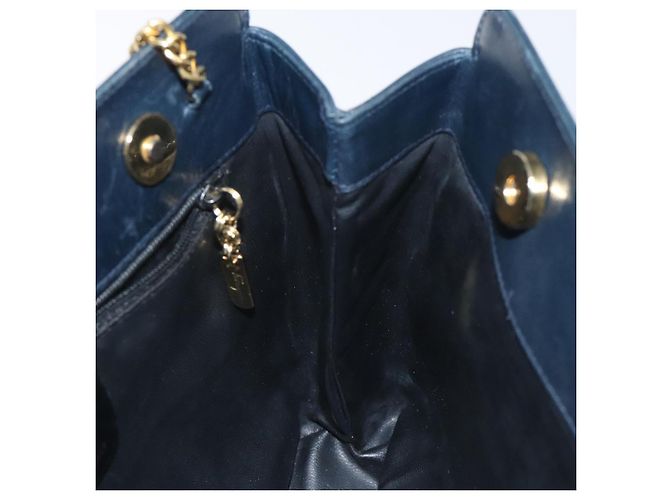Borsa a spalla a catena Salvatore Ferragamo in pelle blu navy e oro Auth 125711 D'oro - vista 17