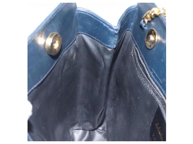 Borsa a spalla a catena Salvatore Ferragamo in pelle blu navy e oro Auth 125711 D'oro - vista 18