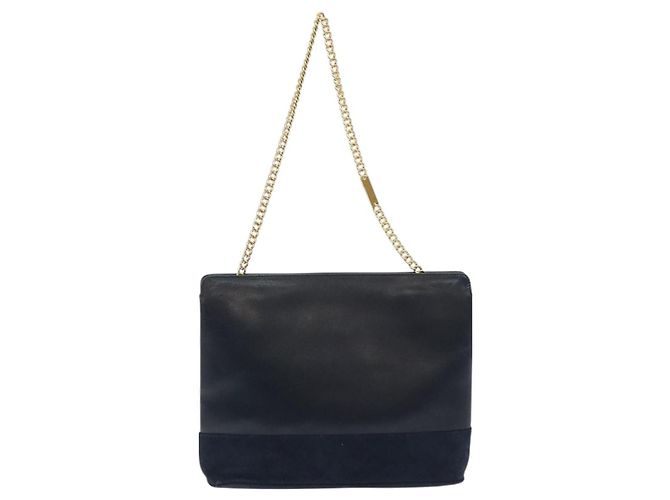Borsa a spalla a catena Salvatore Ferragamo in pelle blu navy e oro Auth 125711 D'oro - vista 2