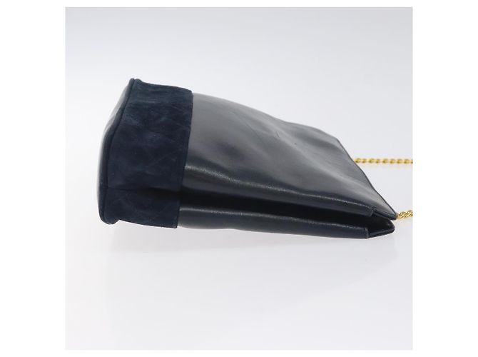 Borsa a spalla a catena Salvatore Ferragamo in pelle blu navy e oro Auth 125711 D'oro - vista 3