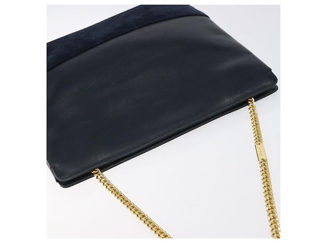 Borsa a spalla a catena Salvatore Ferragamo in pelle blu navy e oro Auth 125711 D'oro - vista 6