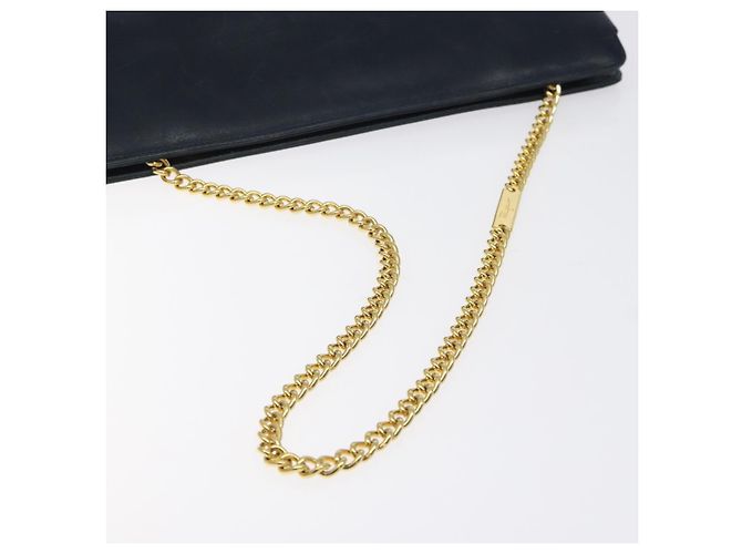 Borsa a spalla a catena Salvatore Ferragamo in pelle blu navy e oro Auth 125711 D'oro - vista 7