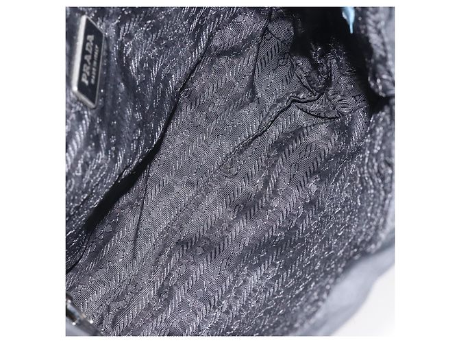 PRADA Mini Borsa Tote Nylon Nero Argento Auth bs26580 - vista 9