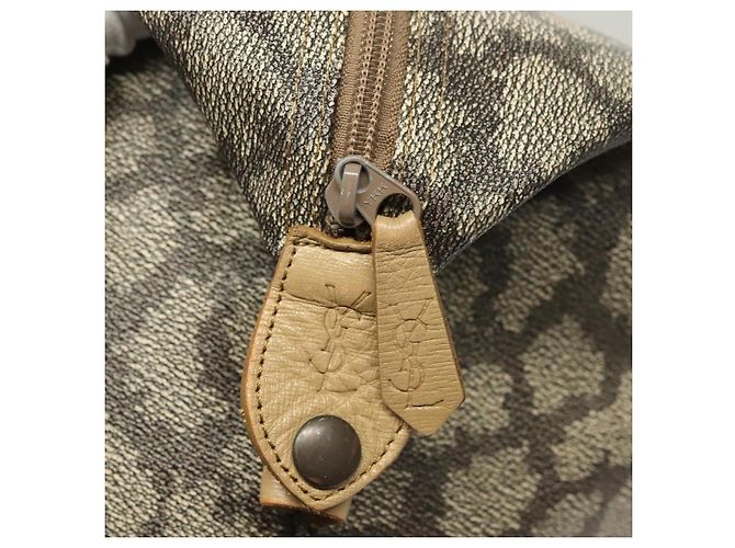 Borsa Boston SAINT LAURENT in tela PVC grigia Auth 121131 Marrone - vista 10