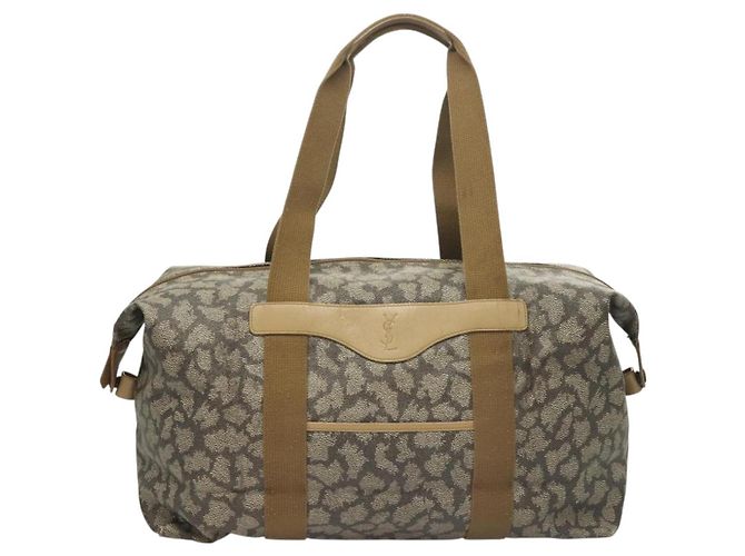 Borsa Boston SAINT LAURENT in tela PVC grigia Auth 121131 Marrone - vista 13