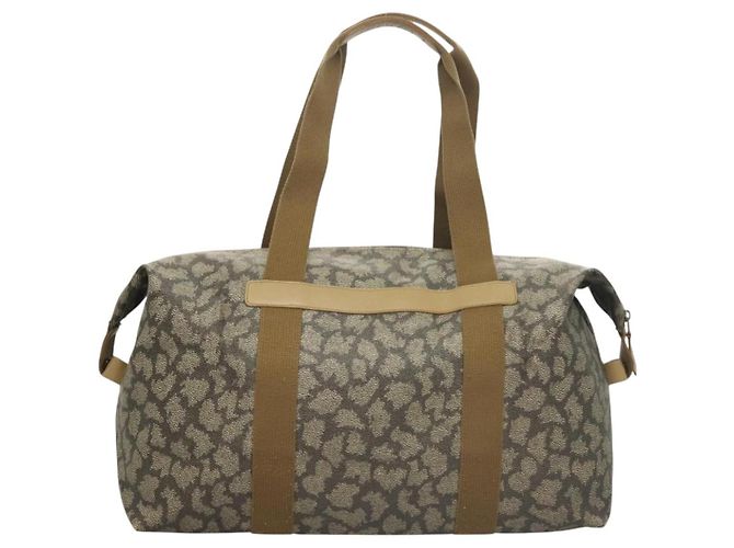 Borsa Boston SAINT LAURENT in tela PVC grigia Auth 121131 Marrone - vista 2