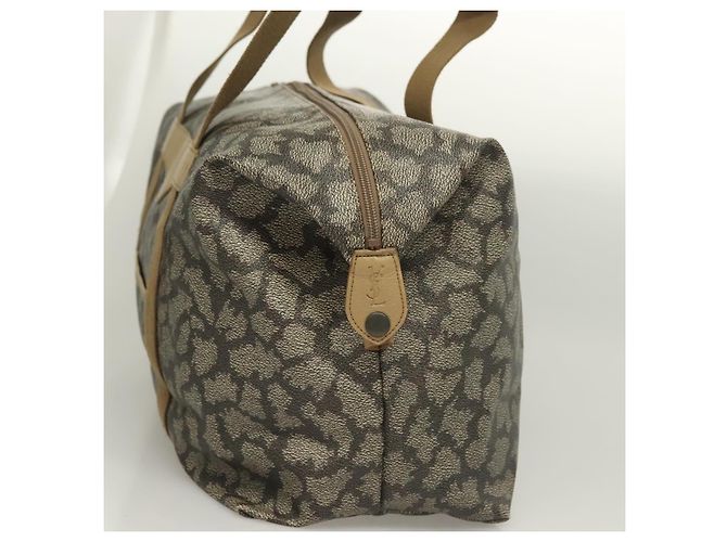 Borsa Boston SAINT LAURENT in tela PVC grigia Auth 121131 Marrone - vista 3