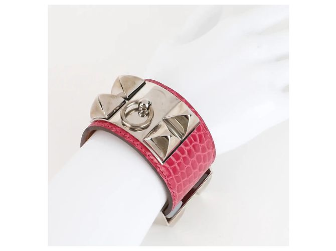 Bracciale Hermès Médor Collare per Cane Alligatore Rosa - vista 10