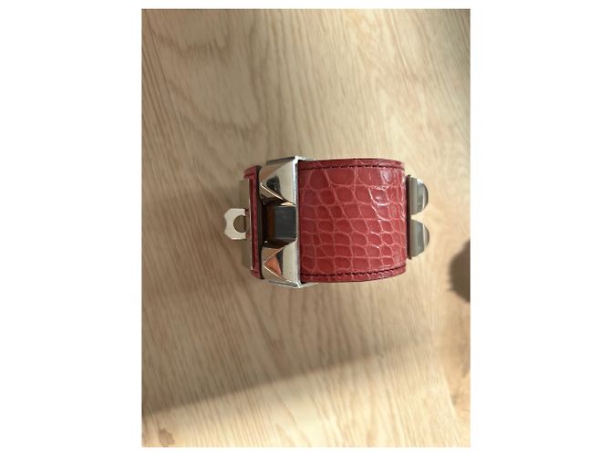Bracciale Hermès Médor Collare per Cane Alligatore Rosa - vista 3