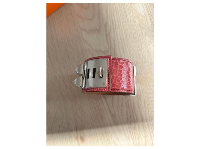 Bracciale Hermès Médor Collare per Cane Alligatore Rosa - vista 4