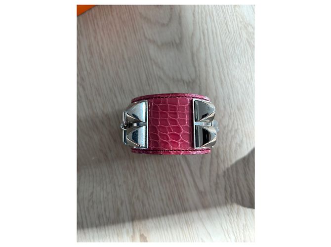 Bracciale Hermès Médor Collare per Cane Alligatore Rosa - vista 5