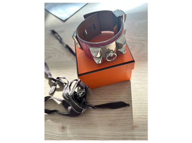 Bracciale Hermès Médor Collare per Cane Alligatore Rosa - vista 9