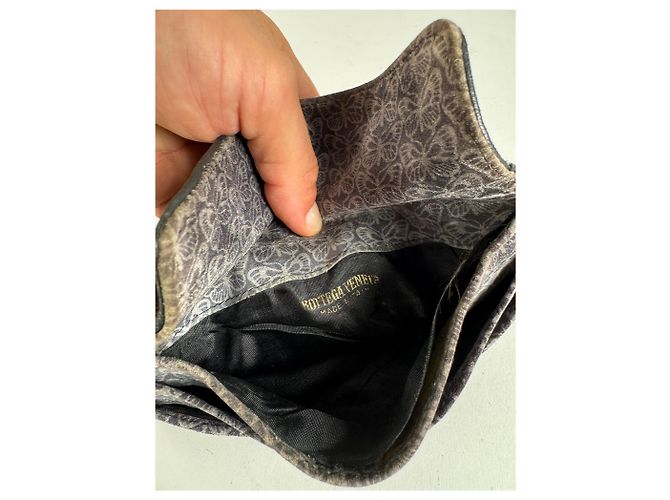 Clutch in lana monogramma vintage Bottega Veneta farfalla Grigio - vista 5