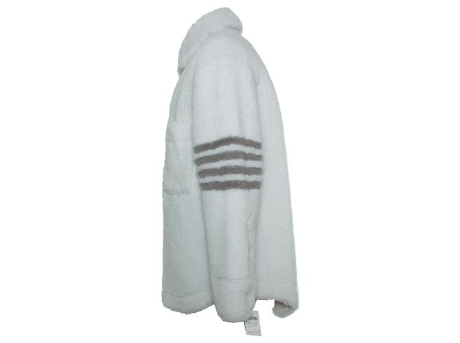 Chaqueta de shearling con rayas de 4 barras de Thom Browne Blanco - vista 4