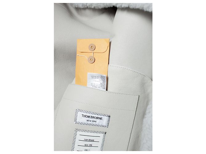 Chaqueta de shearling con rayas de 4 barras de Thom Browne Blanco - vista 5