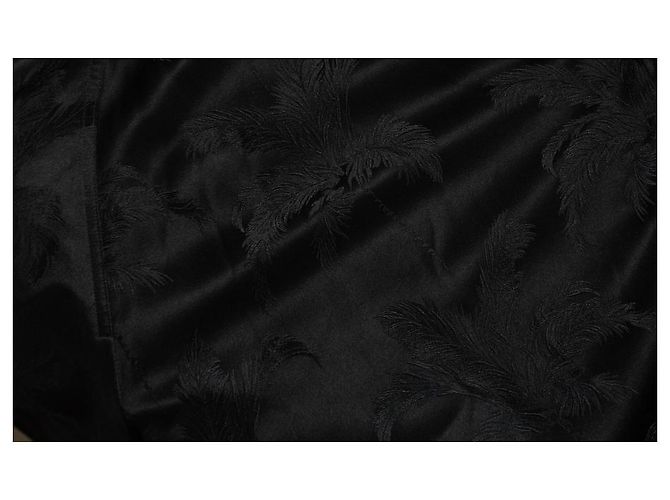 Saint Laurent, bomber de satén negro con estampado de palmera - vista 6