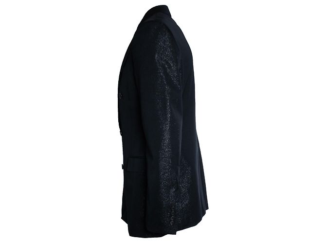 Alexander McQueen, Schwarzer doppelt geknöpfter Glitzer-Blazer - Ansicht 4
