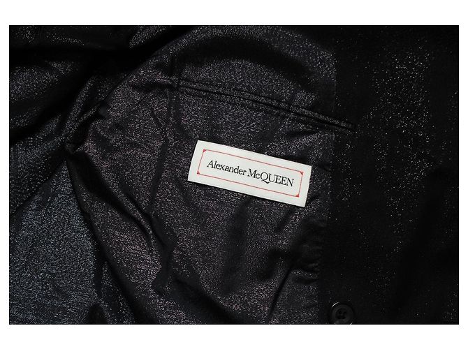 Alexander McQueen, Schwarzer doppelt geknöpfter Glitzer-Blazer - Ansicht 7