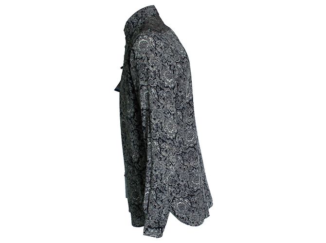 Camicia stampata paisley nera Saint Laurent 2018 Nero Bianco - vista 4