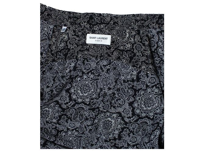 Camicia stampata paisley nera Saint Laurent 2018 Nero Bianco - vista 6