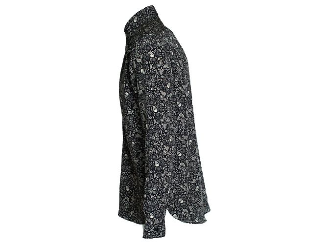 Camicia stampata con teschio nero e paisley Saint Laurent 2018 Bianco - vista 3