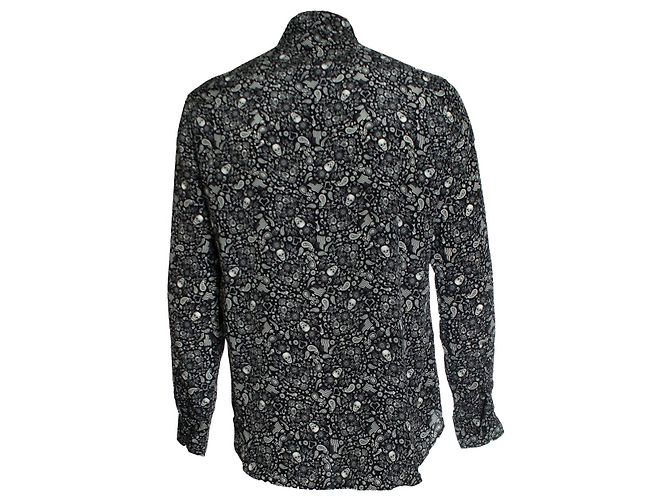 Camicia stampata con teschio nero e paisley Saint Laurent 2018 Bianco - vista 4